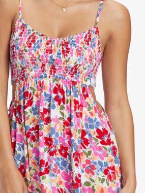 ROXY Floral Mini Dress Spaghetti Straps Extra Small
